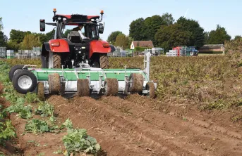 Le Double rotor 4 x 90 d’Agronomic Comme son nom l’indique, il est doté d’un double rotor à 3 rangées de fléaux : l’un pour les fonds de buttes, l’autre pour les dessus de buttes.