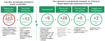 Figure 1 : Evolution de l’offre et de la demande de biomasse agricole, forestière et aquatique d’ici 2030 en France