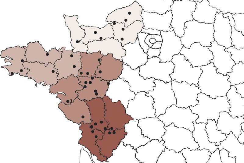 La majorité des parcelles suivies par l’Observatoire-Ouest sont en polyculture-élevage ou en grandes cultures.